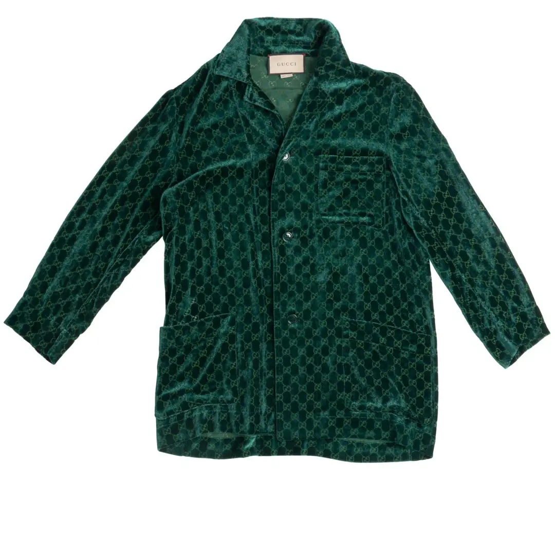 Gucci Velvet GG Monogram Set Shirt and Pants Size 6/XXS for rent on The Volte - main image