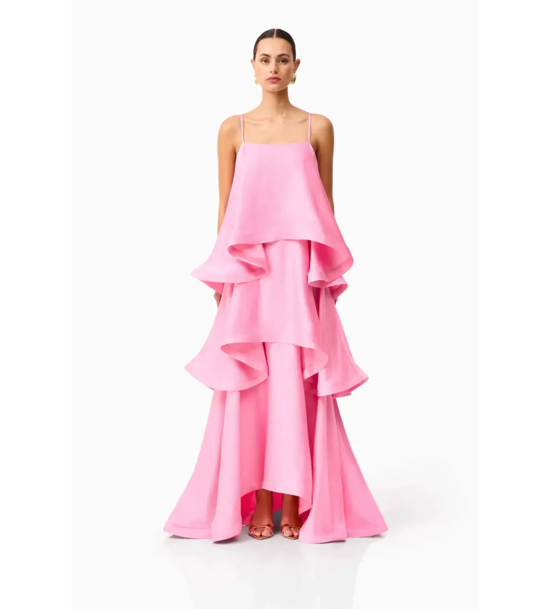 Elliat Tilly Tiered Maxi Dress in Pink Size S/AU 8 for rent on The Volte - main image