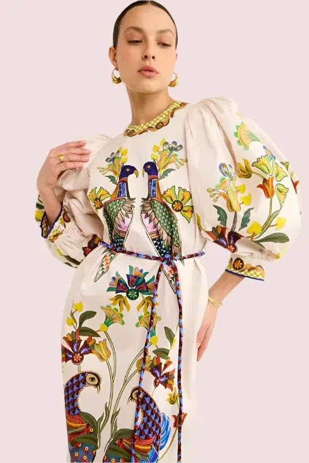 Alemais Effie Puff Sleeved Dress Print Size 12 for rent on The Volte - main image