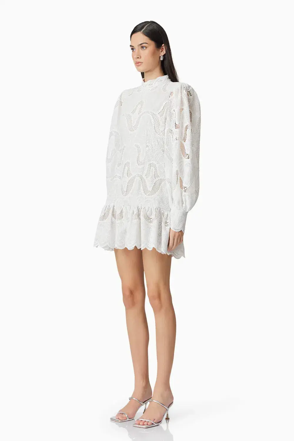 Elliatt Eliza Long Sleeve Mini Dress White Size 14 for rent on The Volte - main image