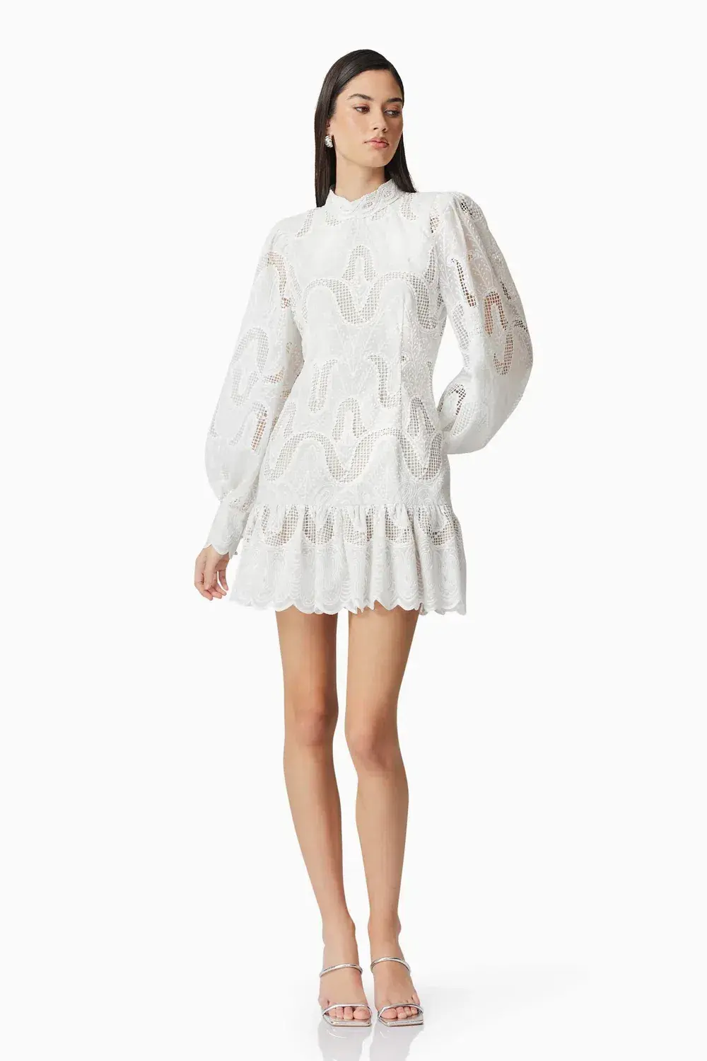 Elliatt Eliza Long Sleeve Mini Dress White Size 14 for rent on The Volte - main image