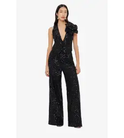 Leo Lin Anna-May Onyx Sequin Pants & Vest Set Onyx Size 10