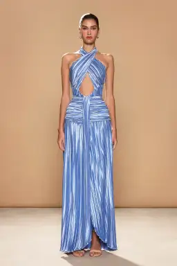 Ariana Plissé Maxi Dress Print Size 8