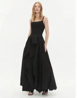 Aje Alani Asymmetrical Bubble Hem Gown Black Size 8