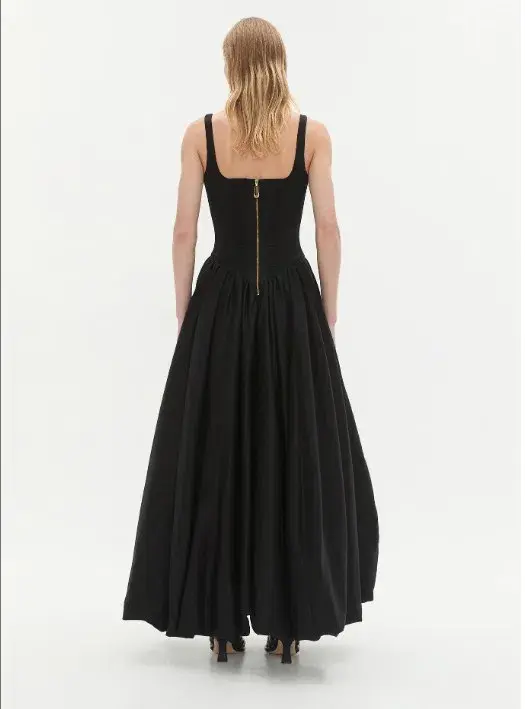 Aje Alani Asymmetrical Bubble Hem Gown Black Size 10 for rent on The Volte - main image