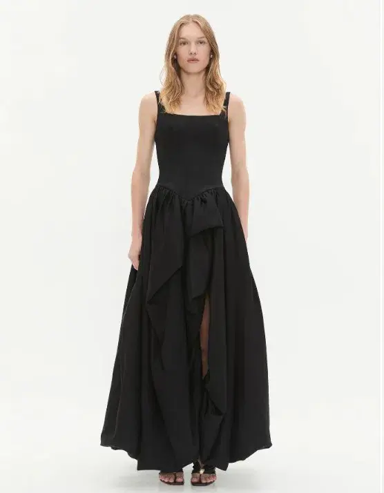 Aje Alani Asymmetrical Bubble Hem Gown Black Size 10 for rent on The Volte - main image