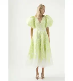 Aje Botanical Applique Midi Dress Print Size 8