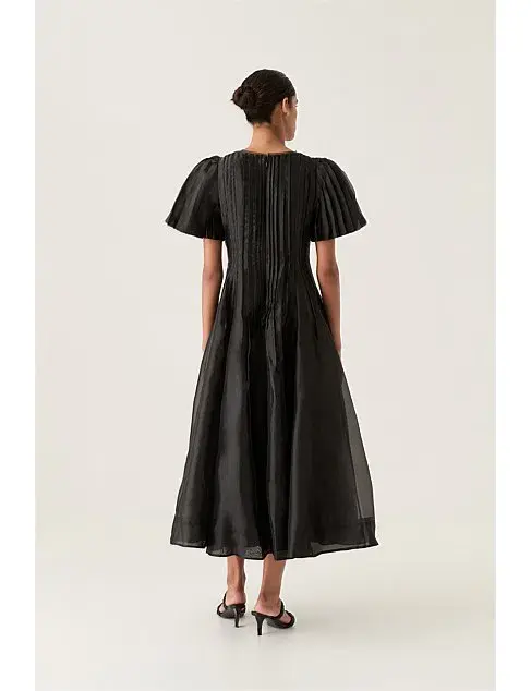 Aje Nova Pleated Midi Dress Black Size AU 14 for rent on The Volte - main image