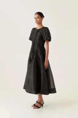 Aje Nova Pleated Midi Dress Black Size AU 14 for rent on The Volte - image 3
