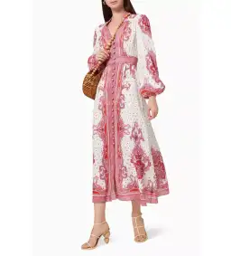 Zimmermann Bells Paisley Long Midi Dress Red Paisley Size 0 AU 8 for rent on The Volte - image 6