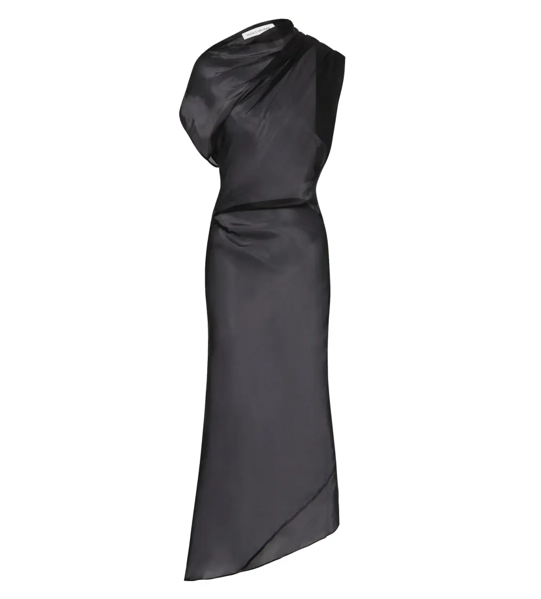 Bianca Spender Liquid Organza Decode Midi Dress Black Size AU 8 for rent on The Volte - main image