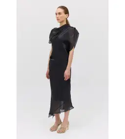 Bianca Spender Liquid Organza Decode Midi Dress Black Size AU 8 for rent on The Volte - image 2