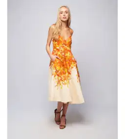 Zimmermann High Tide Picnic Linen Midi Dress Citrus Ikat Size 3 AU 14 for rent on The Volte - image 1