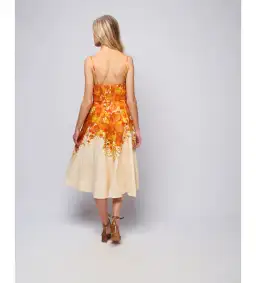 Zimmermann High Tide Picnic Linen Midi Dress Citrus Ikat Size 3 AU 14 for rent on The Volte - image 4