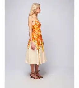 Zimmermann High Tide Picnic Linen Midi Dress Citrus Ikat Size 3 AU 14 for rent on The Volte - image 3