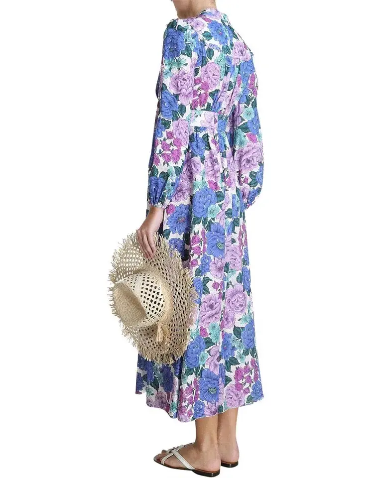 Zimmermann Poppy Plunge Midi Dress Size 2 / AU 12 for rent on The Volte - main image