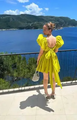 Aje Gretta Bow Back Mini Dress in Green Size 10