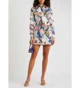 Zimmermann The Postcard Shirt Mini Dress in Small Poster Print Size 0 AU 8 for rent on The Volte - image 1