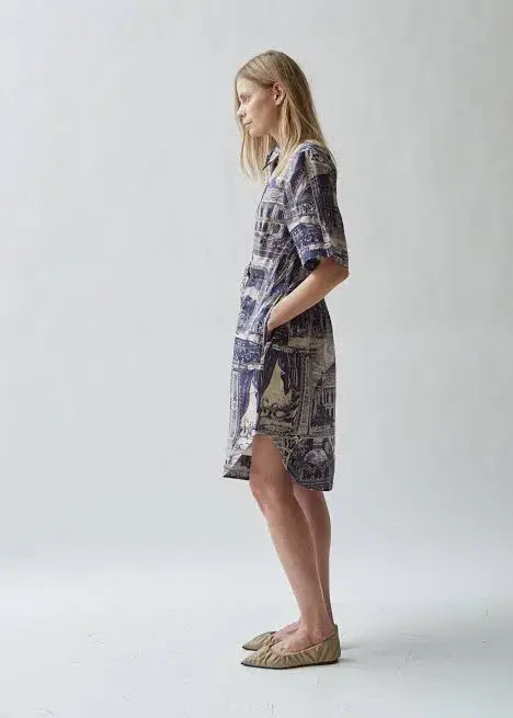 Acne Studios Della Theatre Print Linen Dress, Size 34 (AU 8) for rent on The Volte - main image