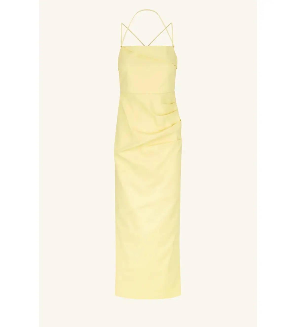 Shona Joy Lani Draped Cross Back Midi Dress Lemon Size AU 8 - Image 6