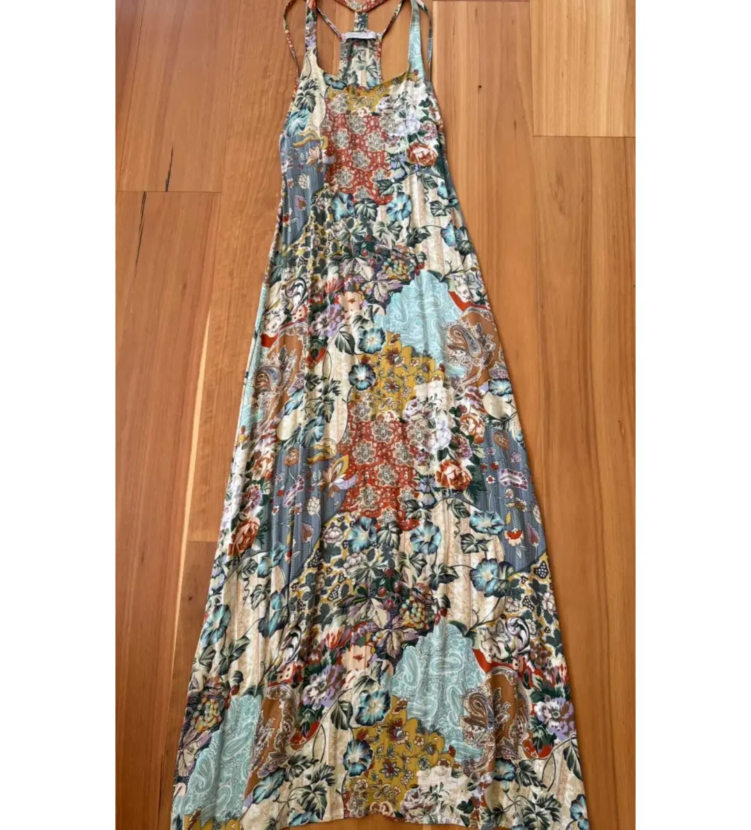 Marnie Skillings Bohemian Silk Maxi Dress Multi Floral Size S AU 8 for rent on The Volte - main image
