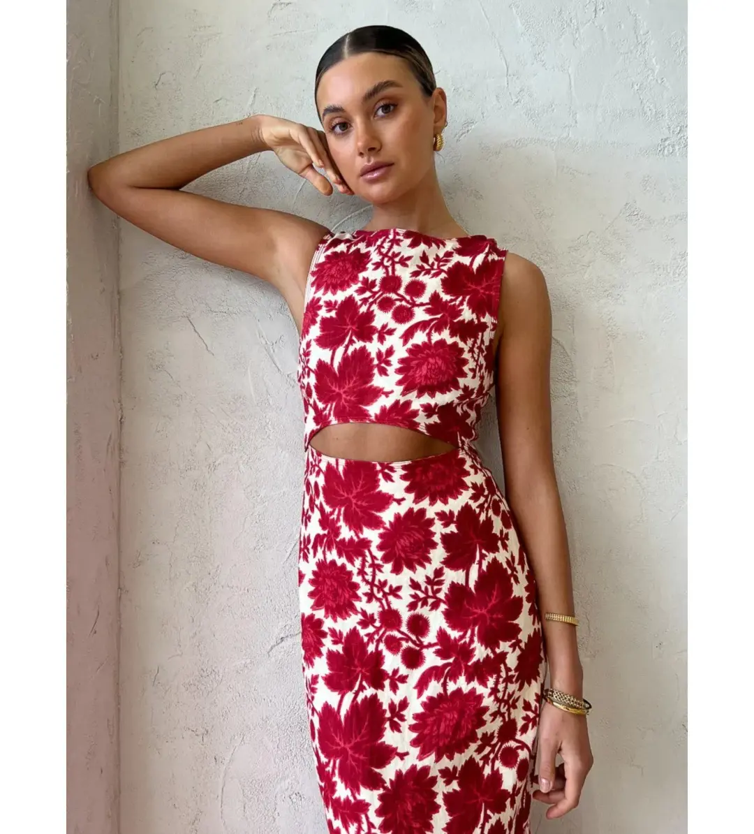 Sir the Label Cinta Cut Out Midi Dress Valentina Floral Size 0 AU 6 for rent on The Volte - main image