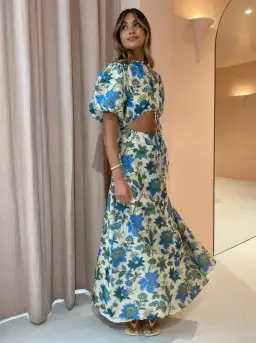 Sir The Label Celia Puff Sleeve Midi Dress in Marguerite Print Size 1/AU 8