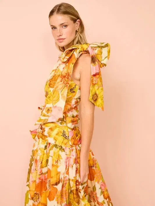 Alemais Silas One Shoulder Gown Floral Size AU 12 for rent on The Volte - main image