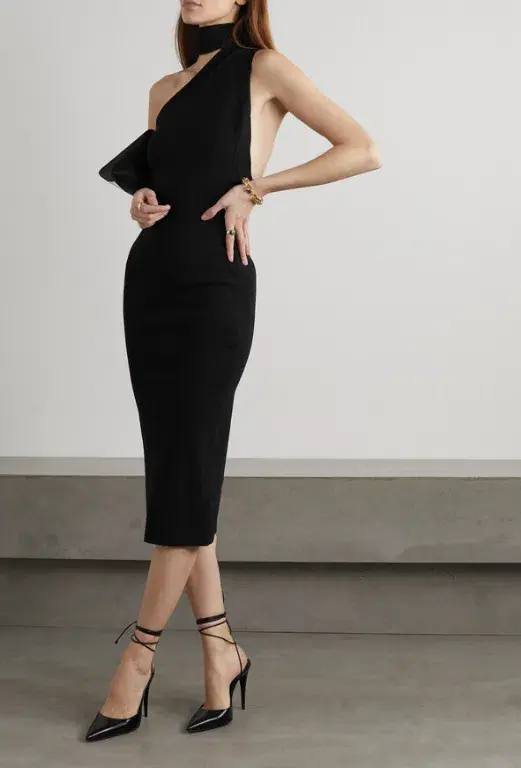Solace London Black Aria Midi Dress Size S/AU 10 for rent on The Volte - main image