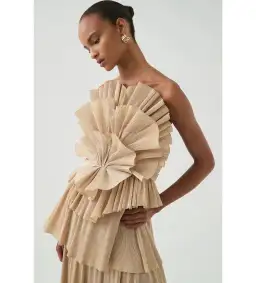 Aje Kyra Gown Gold Size 8 for rent on The Volte - image 2