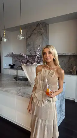 Aje Kyra Gown Gold Size 8 for rent on The Volte - image 7