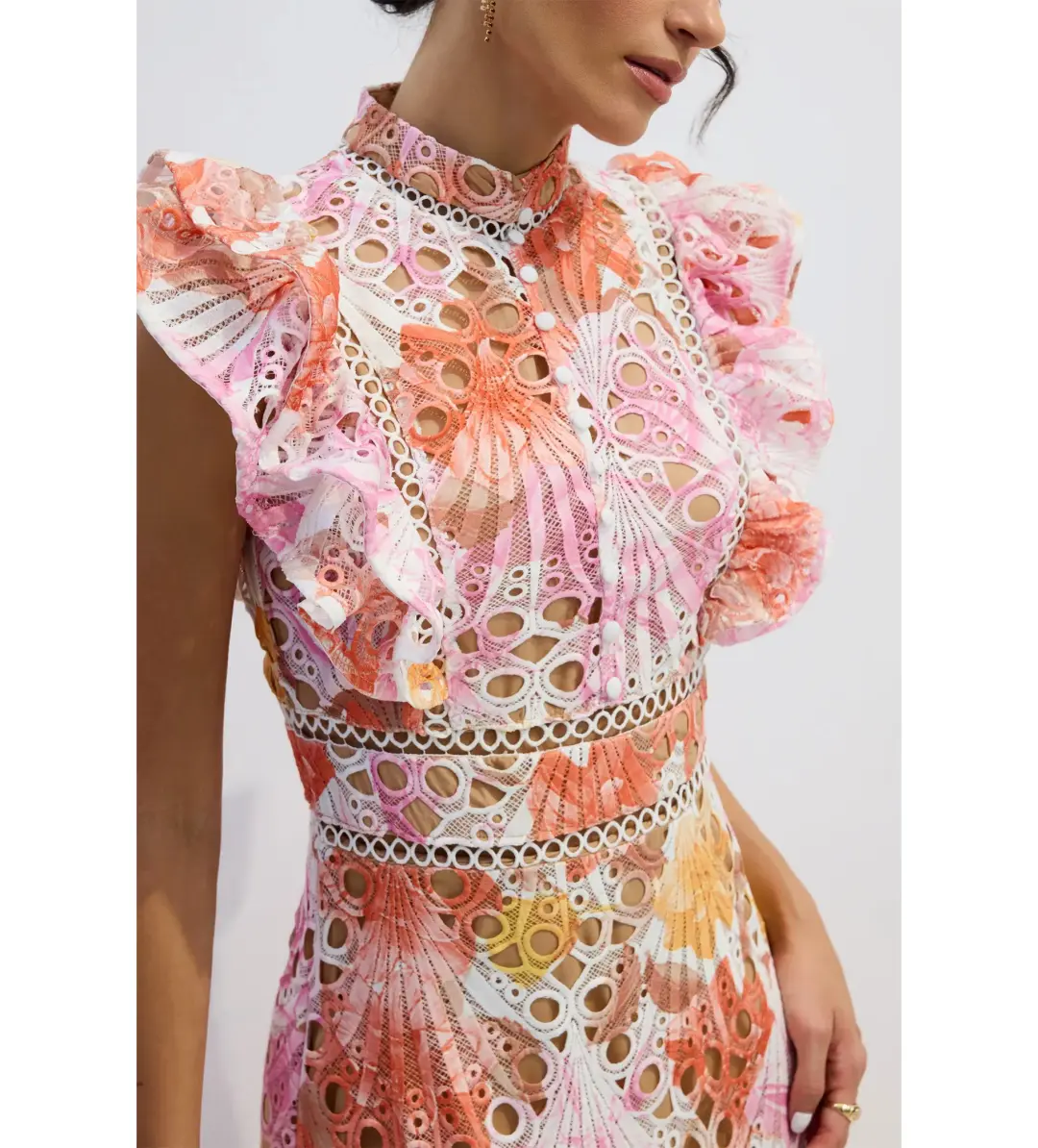 Sunfere Hilda Print Lace Embroidered Maxi Dress Multi Size XL (AU16) for rent on The Volte - main image