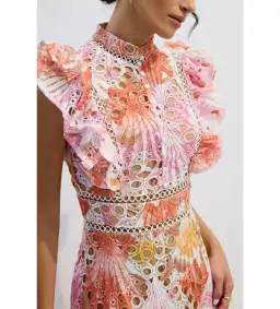 Sunfere Hilda Print Lace Embroidered Maxi Dress Multi Size XL (AU16) for rent on The Volte - image 2