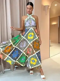 Alemais Trippy Troppo Halter Midi Dress Multi Size AU 10 for rent on The Volte - image 1