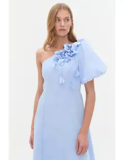 Aje Camille Midi Dress in Pale Blue Size AU 10 for rent on The Volte - image 3