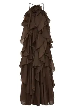 Aje Pandorea Layered Maxi Long Dress Ruffles Carob Chocolate Brown Size 16 for rent on The Volte - image 2
