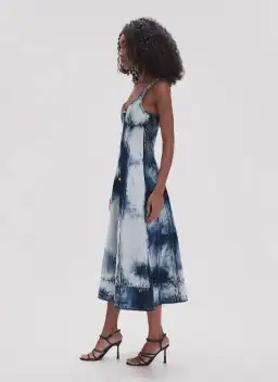 Aje Enigma Denim Midi Dress Tie Dye Indigo Size 16 for rent on The Volte - image 3