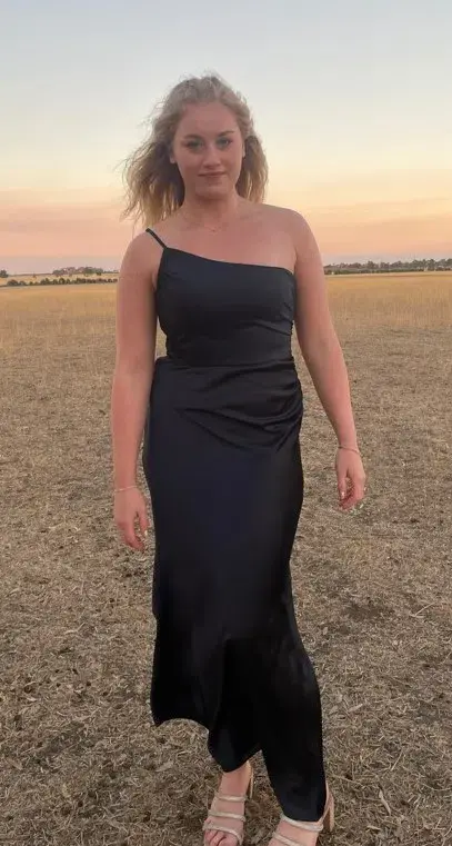 Forever New Navy One Shoulder Satin Maxi Dress for rent on The Volte - main image