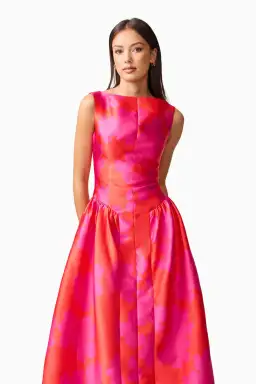 Elliat - Eloise A-Line Midi Dress in Pink & Red - Size 16 for rent on The Volte - image 1