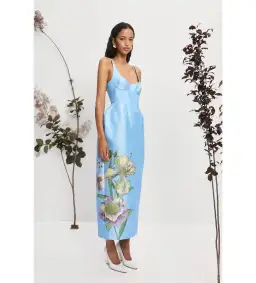 Alemais Donata Taffeta Maxi Gown Blue Print Size 12 for rent on The Volte - image 2