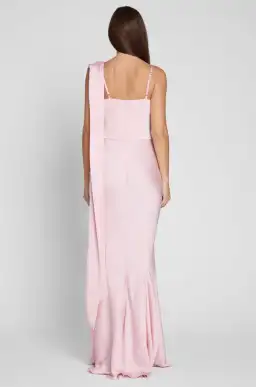 LEAU Celine Corset Drape Satin Maxi Gown Pink Size 10 for rent on The Volte - image 4
