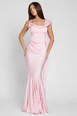 LEAU Celine Corset Drape Satin Maxi Gown Pink Size 10 for rent on The Volte - image 3