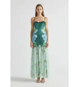 Antipodean Runaway Star Drop Waist Gown Maxi Dress in Emerald Size AU 12