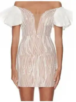 Eliya The Label Trinity Mini Dress Nude/White Size M / Au 10 for rent on The Volte - image 2