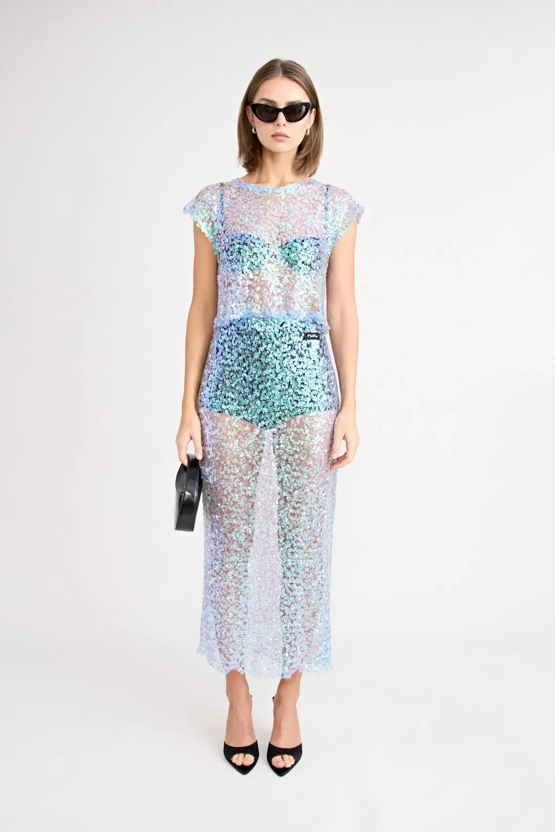 Pfeiffer Delphine Skirt in Aquamarine Sequin Size M / AU 10 for rent on The Volte - main image
