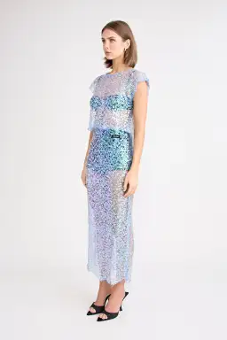 Pfeiffer Delphine Skirt in Aquamarine Sequin Size M / AU 10 for rent on The Volte - image 3