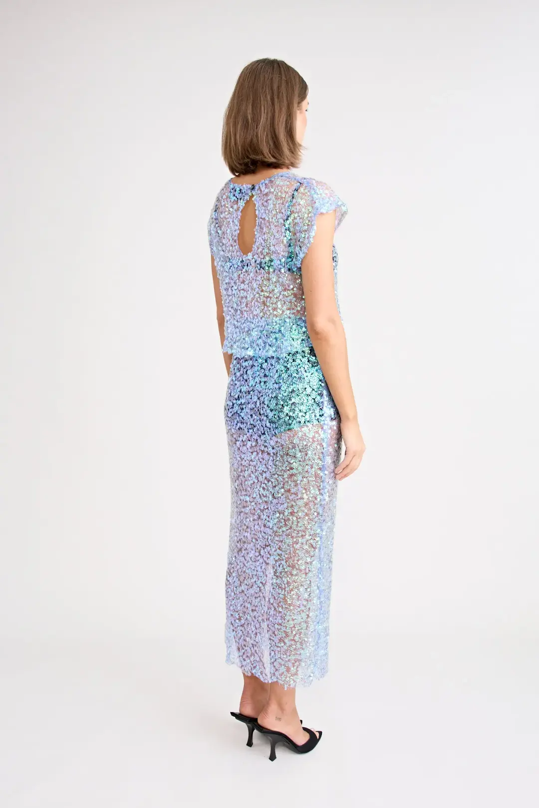 Pfeiffer Delphine Skirt in Aquamarine Sequin Size M / AU 10 for rent on The Volte - main image