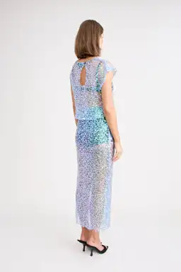 Pfeiffer Delphine Skirt in Aquamarine Sequin Size M / AU 10 for rent on The Volte - image 4