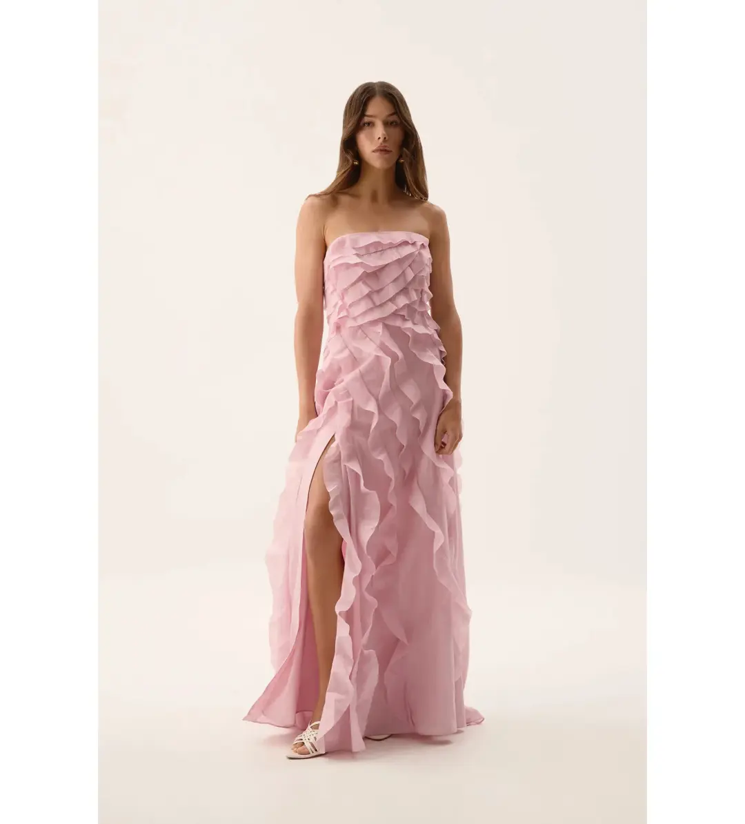 Aje Allairie Strapless Gown Chalk Pink Size 16 for rent on The Volte - main image