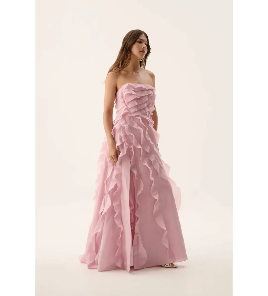 Aje Allairie Strapless Gown Chalk Pink Size 16 for rent on The Volte - main image